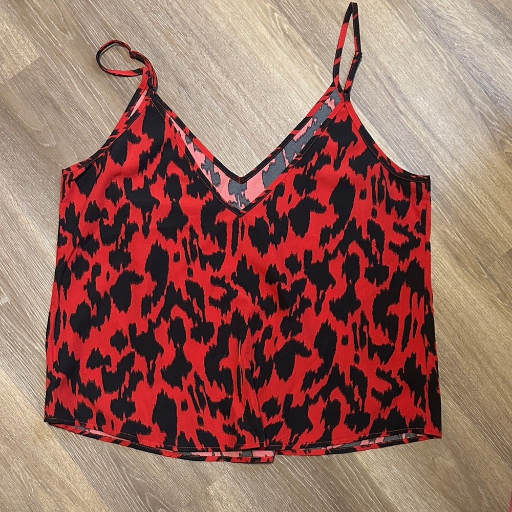 SHEIN Red and Black Animal Print Camisole